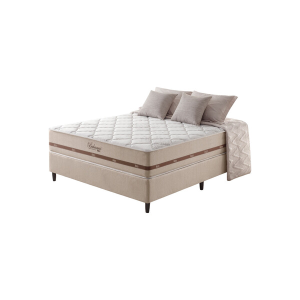 Cama Box Casal Bege + Colchão Molas Superlastic Bahamas 138x1