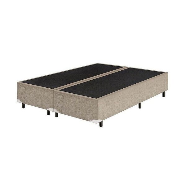 Cama Box Casal Bipartido Suede Bege - 27x138x188