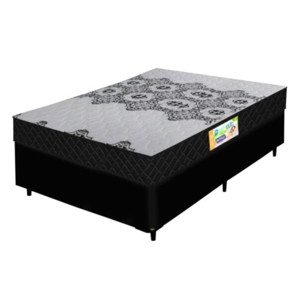 Cama Box Casal Colchão Espuma D33 Firme Duo Preto 138x188x60c