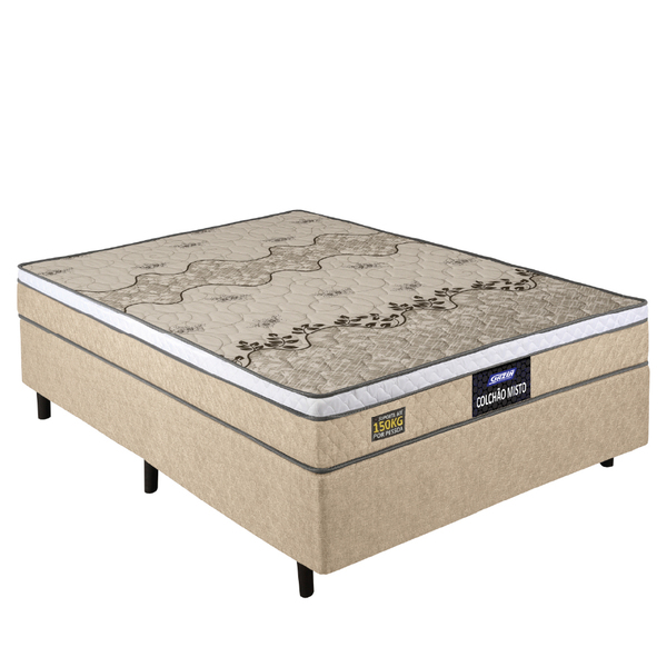 Cama Box Casal Colchão Espuma D33 Fort Gazin 138x188x59cm Beg
