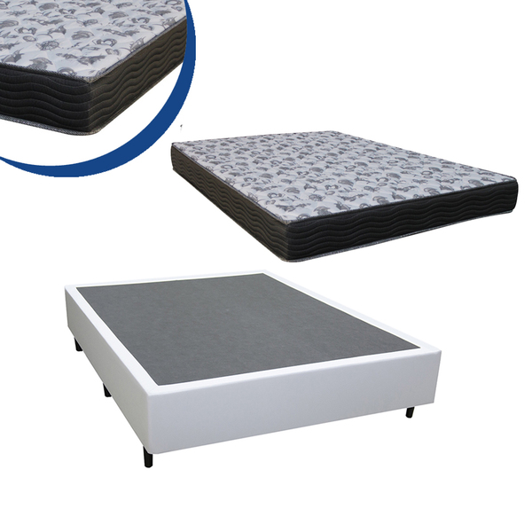 Cama Box Casal Colchão Espuma D45 Bordado + Box Sintético Bra