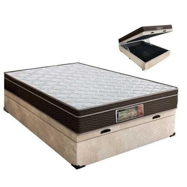 Cama Box Casal Com Baú + Colchão Molas Bonnel 138x188x24cm