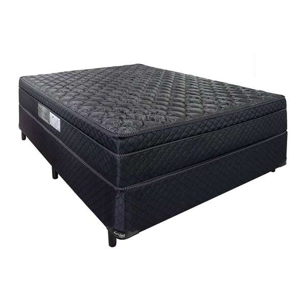 Cama Box Casal Com Colchão Arezzo Ll Molas Ensacadas Preta