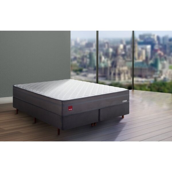 Cama Box Casal Molas 138x188cm Multispiral Otawa Mannes Cinza