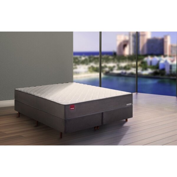 Cama Box Casal Molas Superlastic 138x188cm Nassau Cinza
