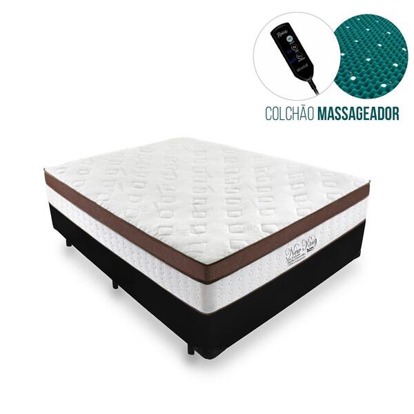 Cama Box Casal Preta + Colchão Massageador C/ Infravermelho -