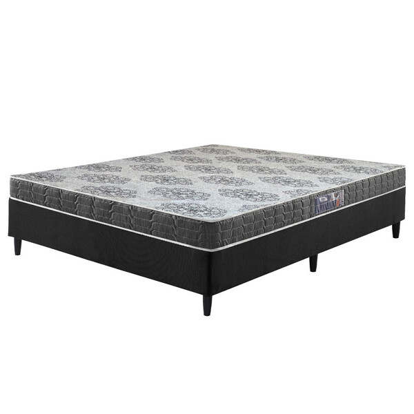 Cama Box Casal Preta + Colchão Washington Espuma D23 Liso 138