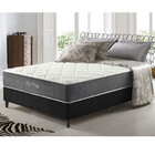 Cama Box Casal Preto + Colchão Molas Ensacadas Suporte 200 Kg