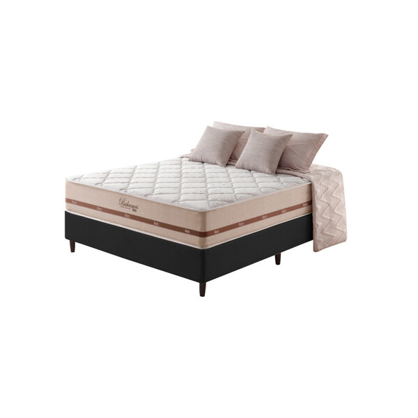 Cama Box Casal Preto + Colchão Molas Superlastic Bahamas 128x
