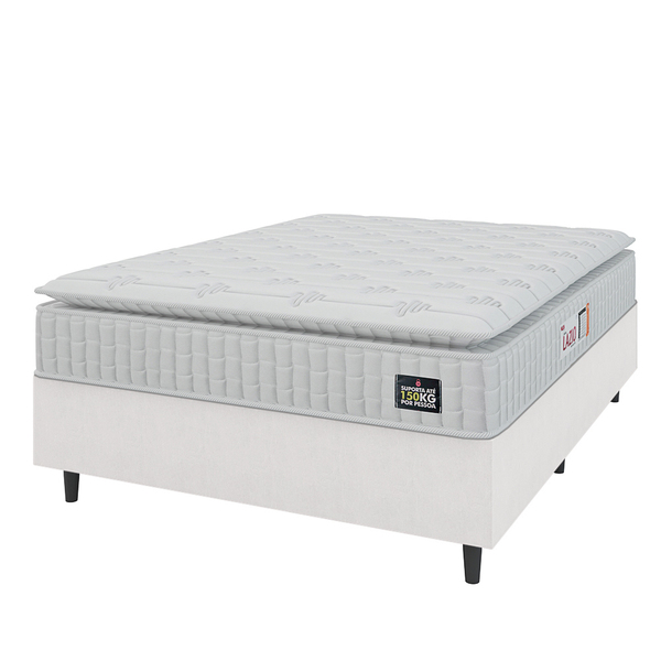 Cama Box Casal Queen Colchão Espuma D45 Lazio Pillow Top 158x