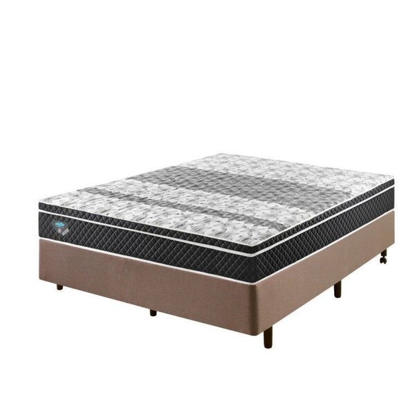 Cama Box Casal Reforçado Linho 138x188x38cm E Colchão Gransle