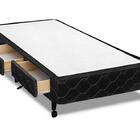 Cama Box Castor Solteiro Poli Preto Com 2 Gavetas 100x200x27cm