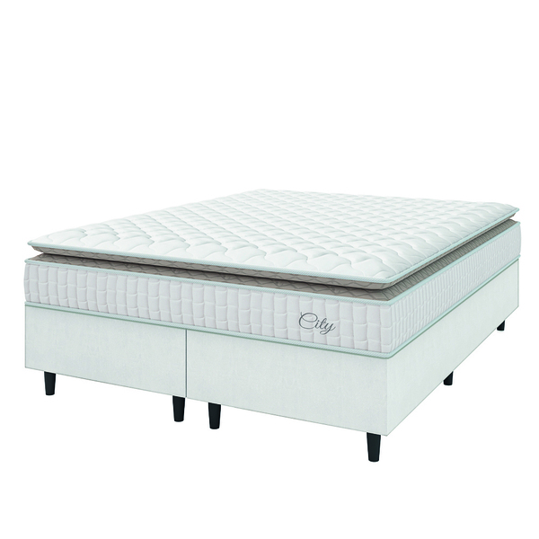 Cama Box Colchão Casal Queen Molas Ensacadas City Pillow Top