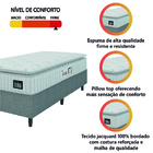 Cama Box Colchão Solteiro Espuma D45 Lazio Pillow Top 88x188x