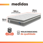 Cama Box Colchão Solteiro Molas Ensacadas Euro In Up 88x188x6