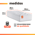 Cama Box Colchão Solteiro Molas Ensacadas Real 88x188x65cm Li