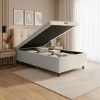 Cama Box Com Baú 0,96m Com 41cm De Altura Prince Branco Linho