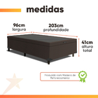 Cama Box Com Baú 0,96m Com 41cm De Altura Prince Marrom