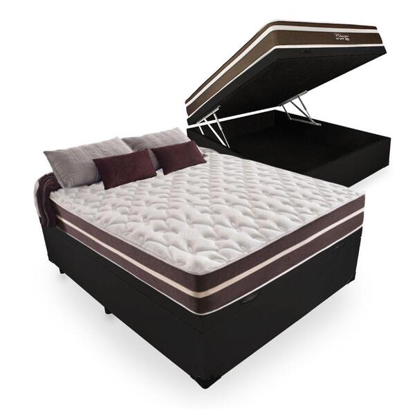 Cama Box Com Baú Casal + Colchão De Molas - Anjos - Classic S