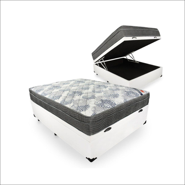 Cama Box Com Baú Casal + Colchão De Molas Ensacadas - Ortobom
