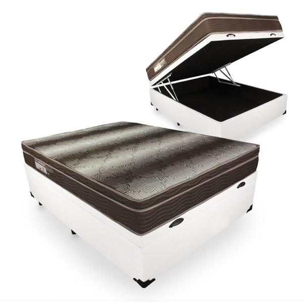 Cama Box Com Baú Casal + Colchão Ortobom De Espuma D28 - Ligh