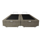 Cama Box Com Bau Pistão A Gás Queen Size Suede Bege Bipartida