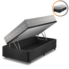 Cama Box Com Baú Preta + Colchão Solteiro Twin Size Molas Ens