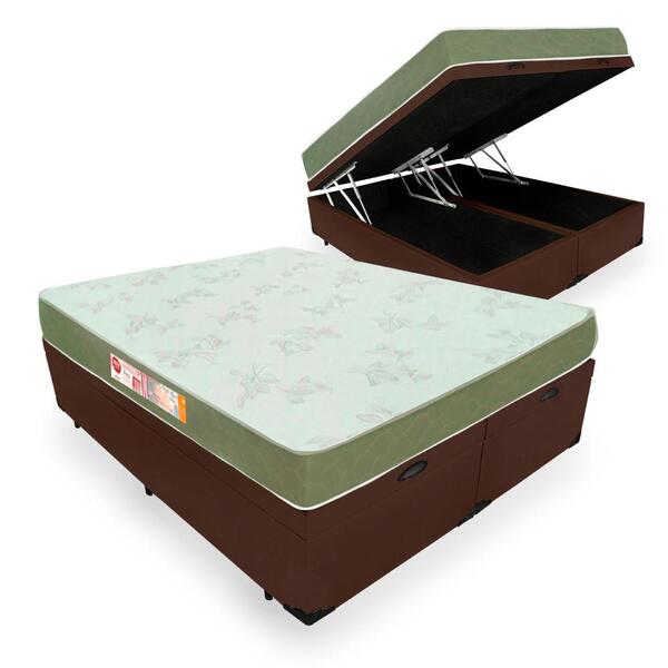 Cama Box Com Baú Queen + Colchão De Espuma D33 - Castor - Sle