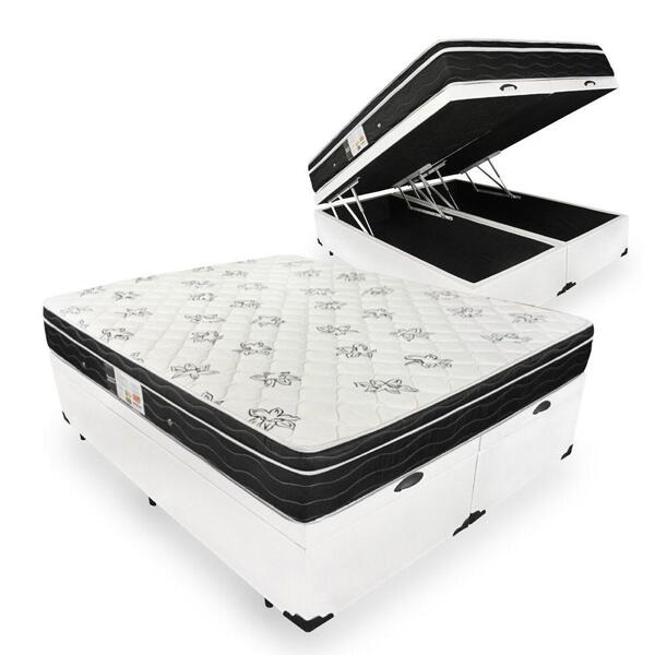 Cama Box Com Baú Queen + Colchão De Molas - Ortobom - Physica