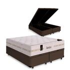 Cama Box Com Baú Queen Marrom + Colchão De Molas Ensacadas -