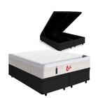 Cama Box Com Baú Queen Preta + Colchão De Molas Ensacadas - C