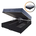 Cama Box Com Baú Queen Preta + Colchão Molas Ensacadas Visco