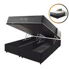 Cama Box Com Baú Queen Preto + Colchão Molas Ensacadas Suport
