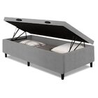 Cama Box Com Baú Solteiro 0,88 Com 41cm De Altura Prince Cinza