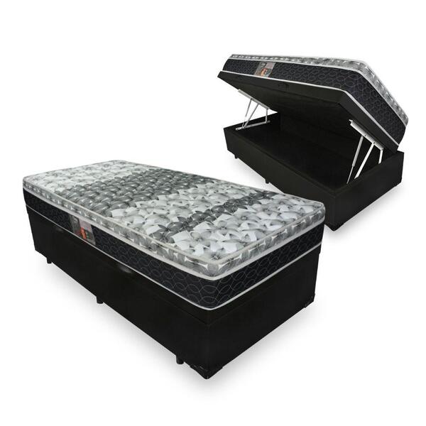 Cama Box Com Baú Solteiro + Colchão De Molas - Castor - Class