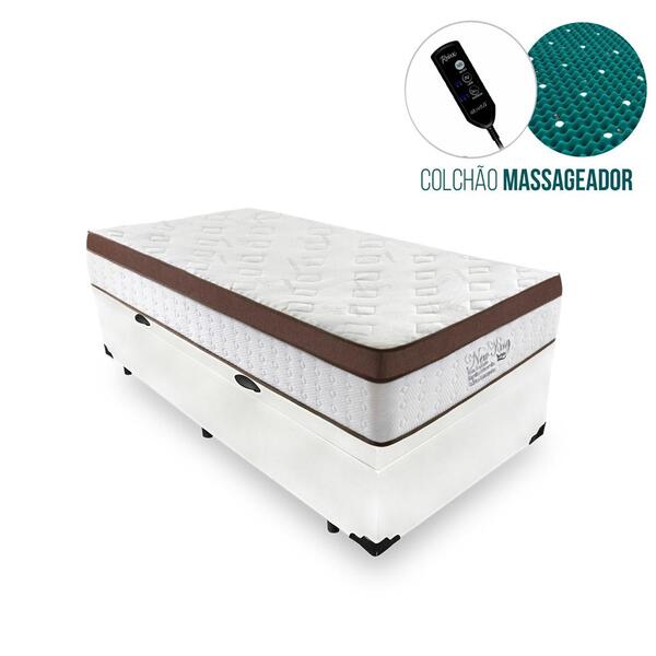 Cama Box Com Baú Solteiro + Colchão Massageador C/ Infraverme
