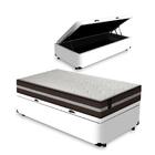 Cama Box Com Baú Solteiro Branca + Colchão De Molas - Lucas H