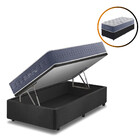 Cama Box Com Baú Solteiro King Preto + Colchão Molas Ensacada