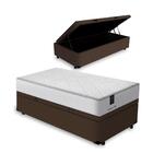 Cama Box Com Baú Solteiro Marrom + Colchão De Molas Ensacadas