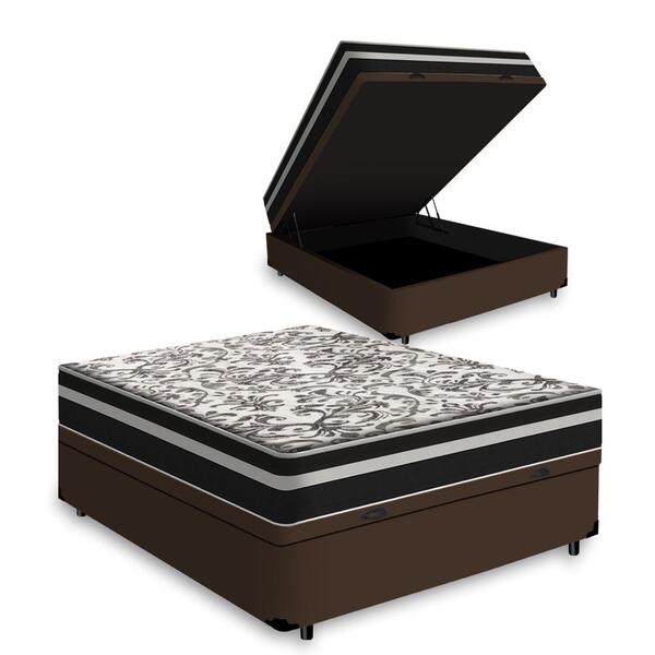 Cama Box Com Baú Viúva + Colchão De Molas - Anjos - Black Gra