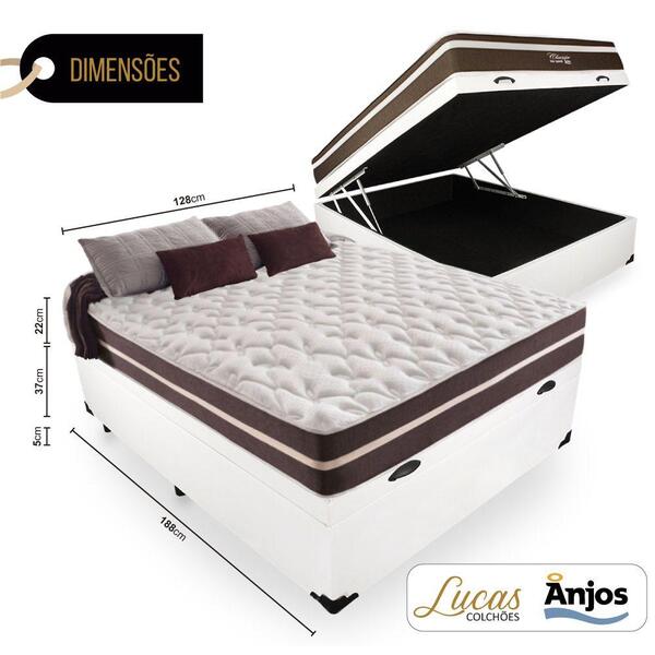 Cama Box Com Baú Viúva + Colchão De Molas - Anjos - Classic S