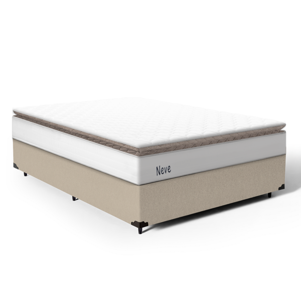 Cama Box Com Colchão De Molas Ensacadas Pillow Top Neve Casal