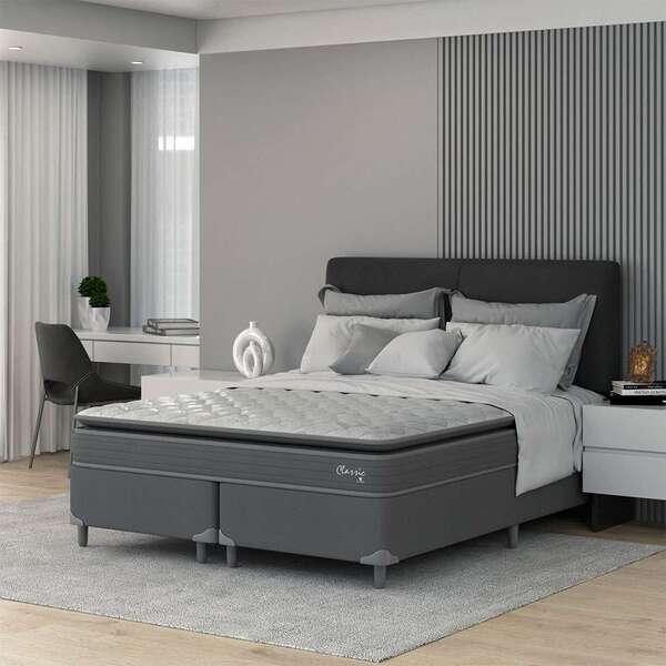 Cama Box Com Colchão Queen Classic Com Espuma D40 (66x158x198