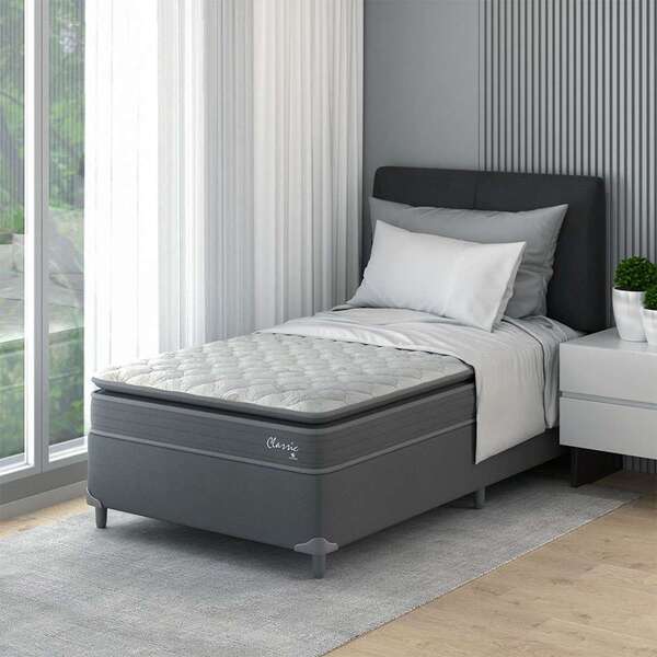 Cama Box Com Colchão Solteiro Classic Com Espuma D40 (62x108x