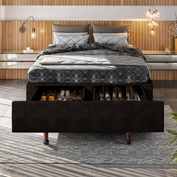 Cama Box Com Sapateira King 193x203x30 Cm Móveis Digital - Su