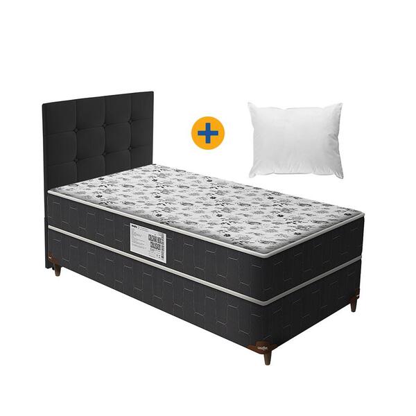 Cama Box Conjugada Solteira De Espuma D28 Arizon + Cabeceira