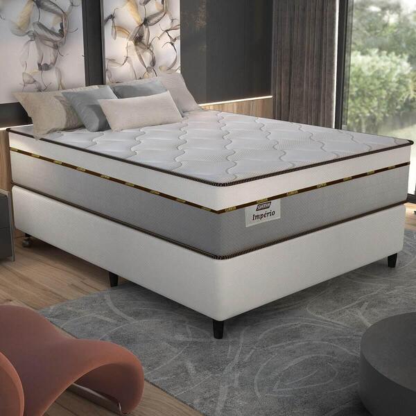 Cama Box Conjugado Casal Com Colchão (138x72x188) Império Gaz