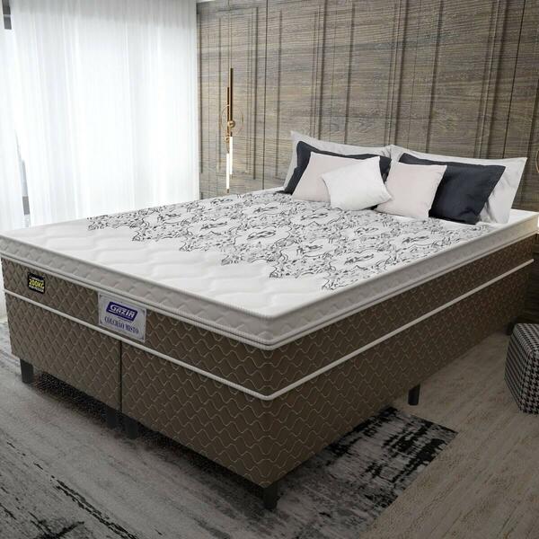 Cama Box Conjugado Queen Com Colchão (158x67x198) Stone Plus