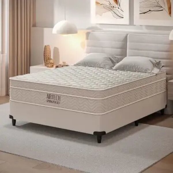 Cama Box E Colchão Airtech Molas Ensacadas (138x188) - Ortobo