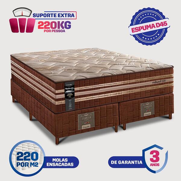 Cama Box King Colchão + Box 193x203x76 Com Espuma Látex Robust Gel